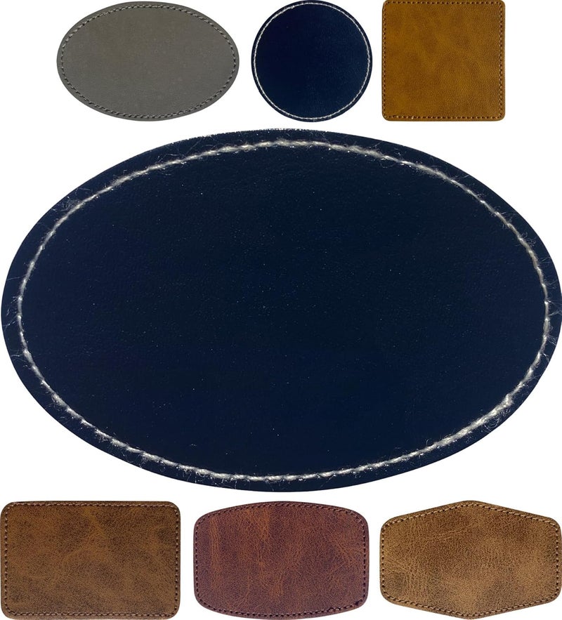 Twig Black Oval Leatherette/Leather Patches/Sheets with Adhesive Iron-on Blank Laser Engraving/UV Printing/Baseball Hats/Truck Caps/Beanie/Fedora Heat Press Leather Sheets(30 Pieces-3 inch×2 inch) - Image 1